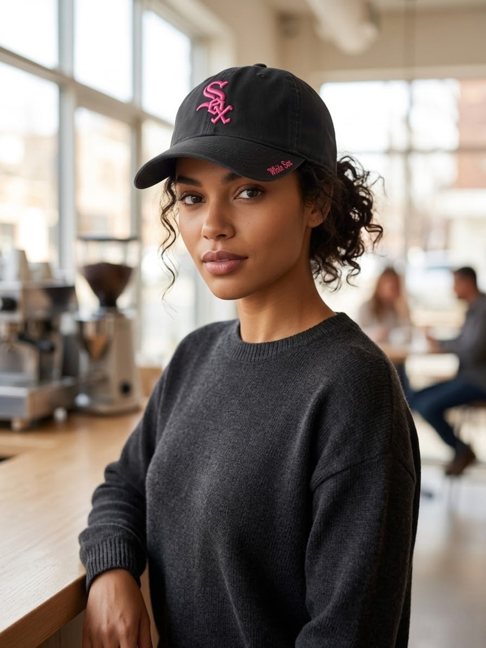 Chicago White Sox adjustable baseball cap black pink embroidery